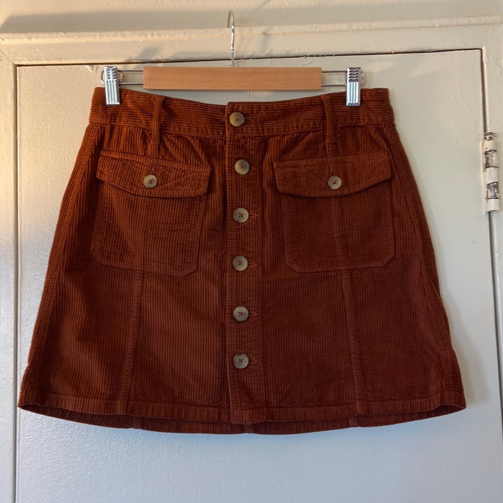 AE high waist corduroy button front mini skirt